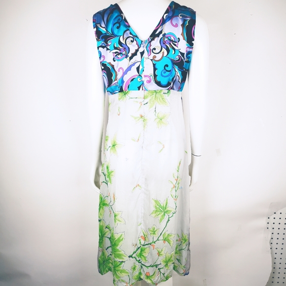 Planet blue Claudette Silk Midi Dress Waterprint Art to wear - Picture 3 of 11